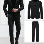 Manfinity Elegance Collection: Black Blazer & Pant Set Men Suits DAPPER & CO. Black S 