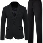 Manfinity Elegance Collection: Black Blazer & Pant Set Men Suits DAPPER & CO.   