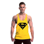 Summer Men's Cotton Vest Fitness Muscle Sports Loose Print Mens shirt Inyourhand Yellow A L 