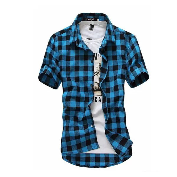 Red and Black Checkered Men's Shirt Red and Black Checkered Men's Shirt Inyourhand Blue 72-78kg size XXL 