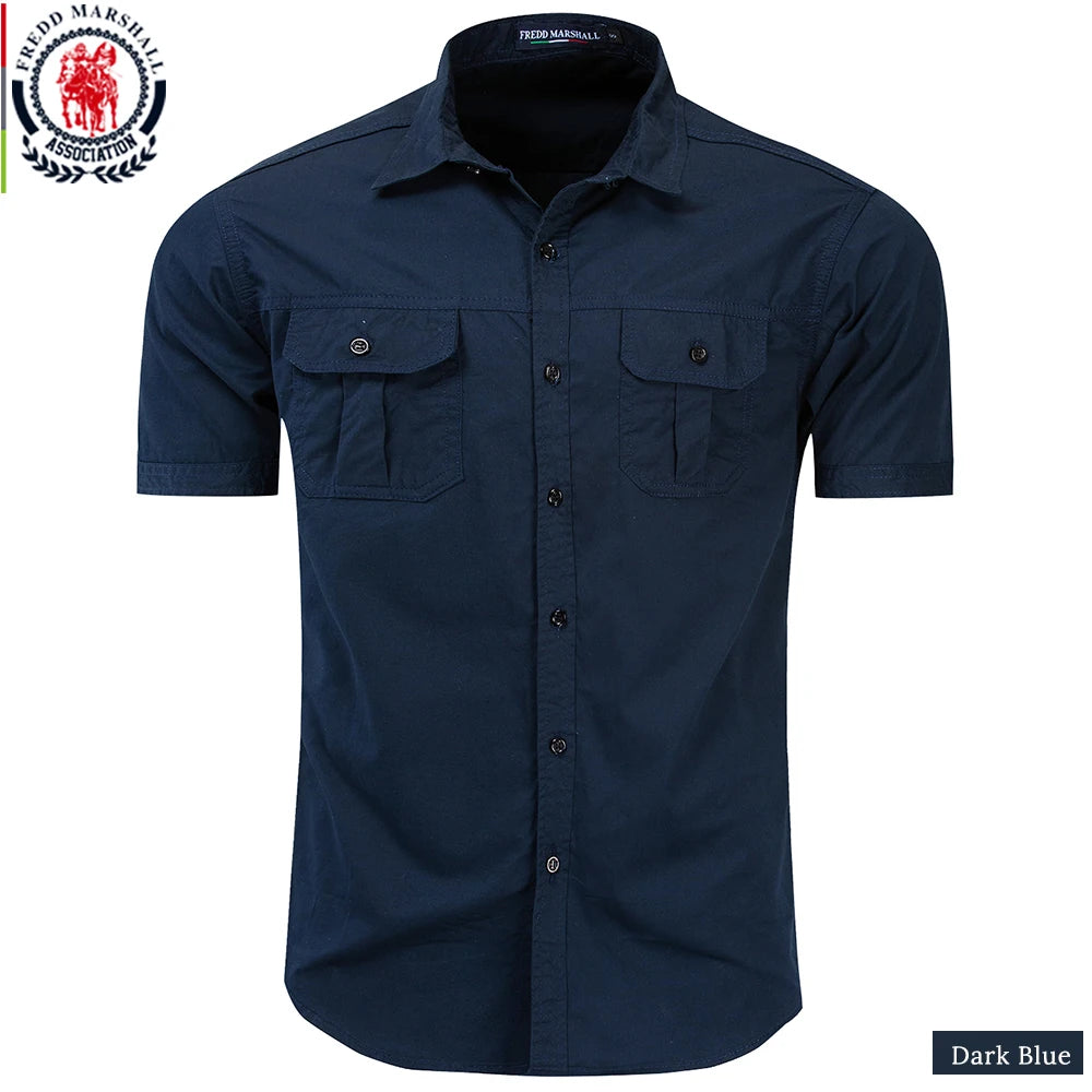 Casual Cargo Pocket Shirt for Men Casual Cargo Pocket Shirt for Men Inyourhand 55889 Dark Blue XL 