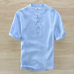 Short Sleeve Linen Shirt Short Sleeve Linen Shirt In Your Hand Store sky blue M 