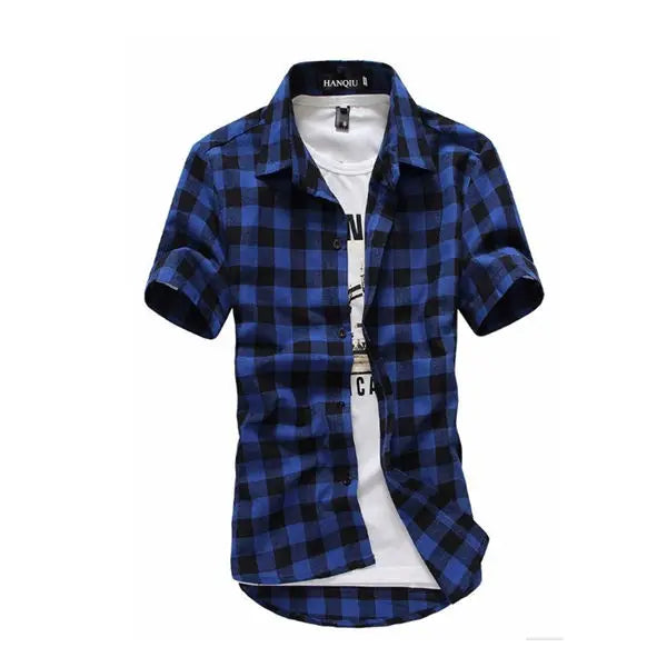 Red and Black Checkered Men's Shirt Red and Black Checkered Men's Shirt Inyourhand Dark Blue 55-65kg size L 