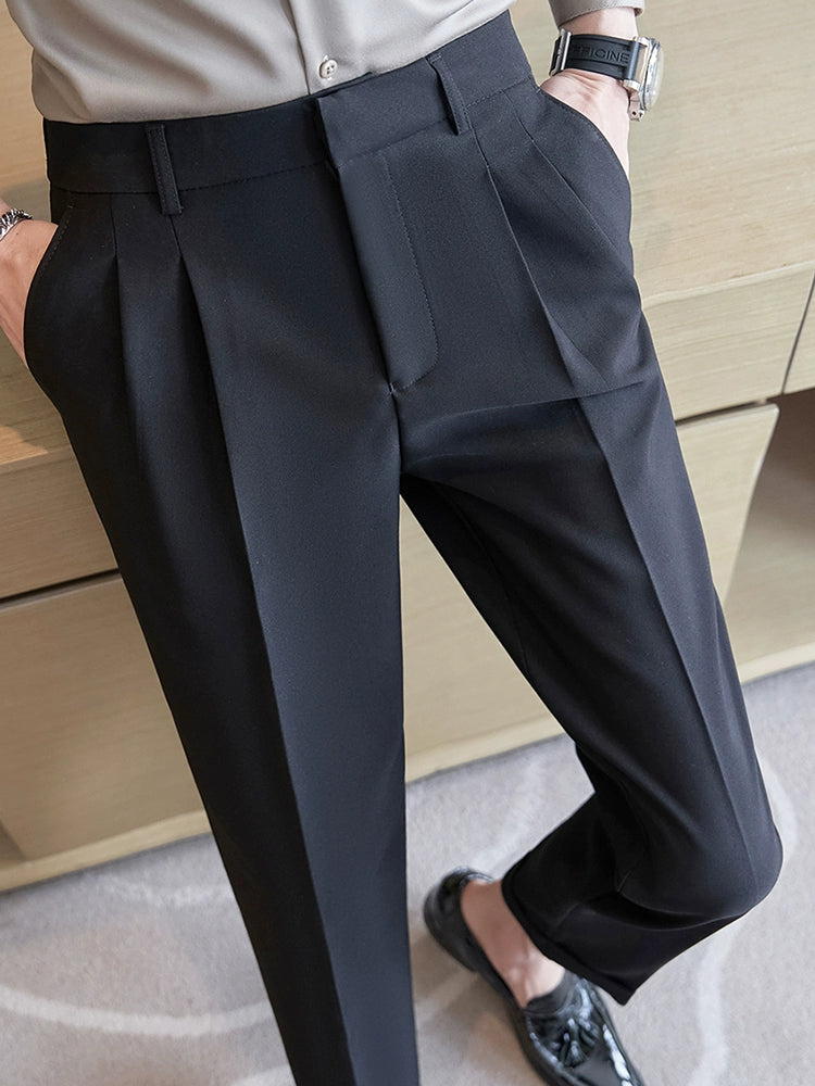 Pleated Casual Slim-Fit Stretch White Suit Pants Pleated Casual Slim-Fit Stretch White Suit Pants In Your Hand Store   