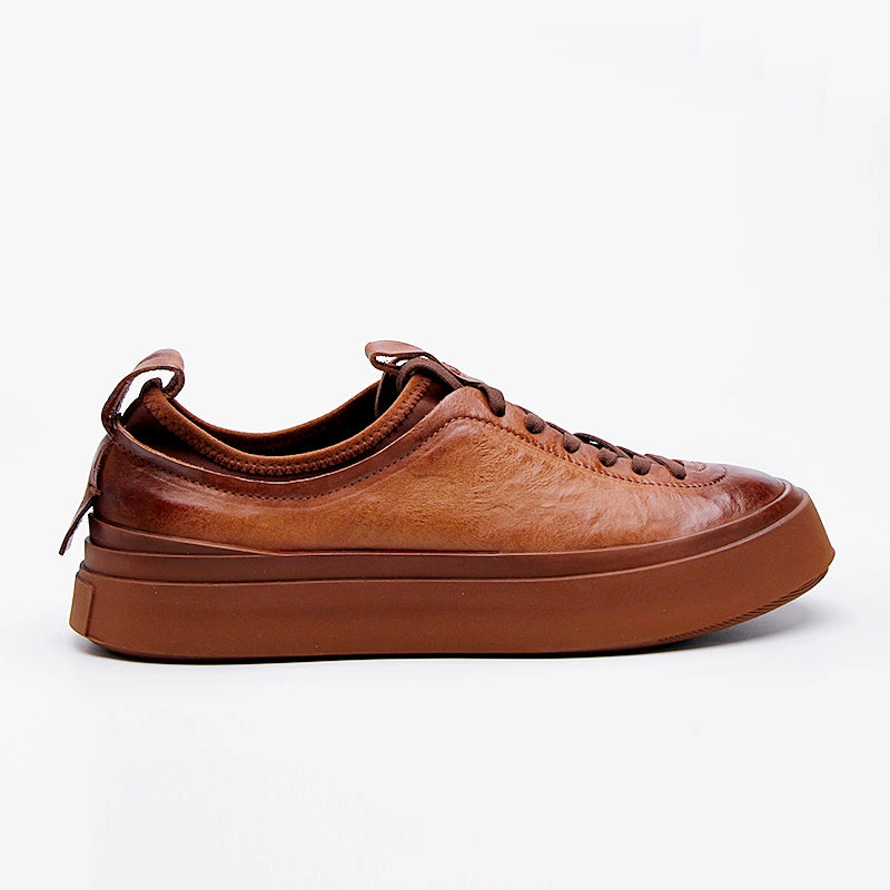 Genuine Polished Leather Sneakers Genuine Polished Leather Sneakers In Your Hand Store Brown 43 