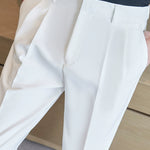 Pleated Casual Slim-Fit Stretch White Suit Pants Pleated Casual Slim-Fit Stretch White Suit Pants In Your Hand Store   