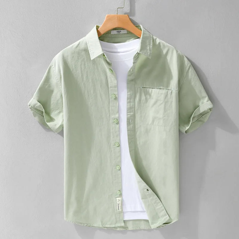 Fresh Cotton Short Sleeve Shirts for Men Fresh Cotton Short Sleeve Shirts for Men In Your Hand Store Bean Green M (50-60 KG) 