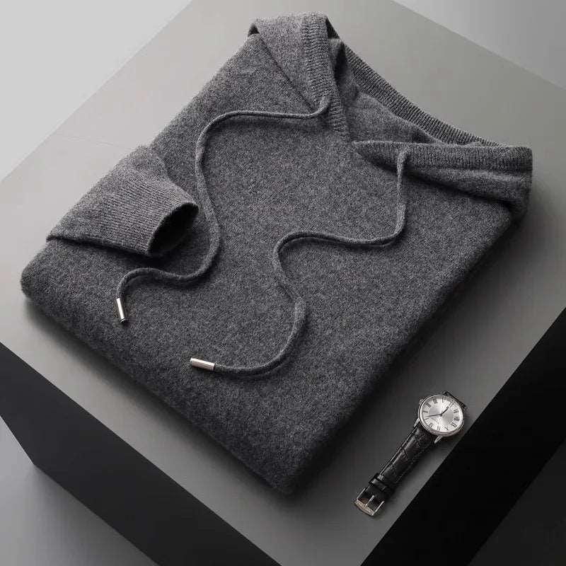 Hoodie 100% Merino Wool Knitted Sweatshirt Sweater Hoodie 100% Merino Wool Knitted Sweatshirt Sweater In Your Hand Store Dark Grey XL 