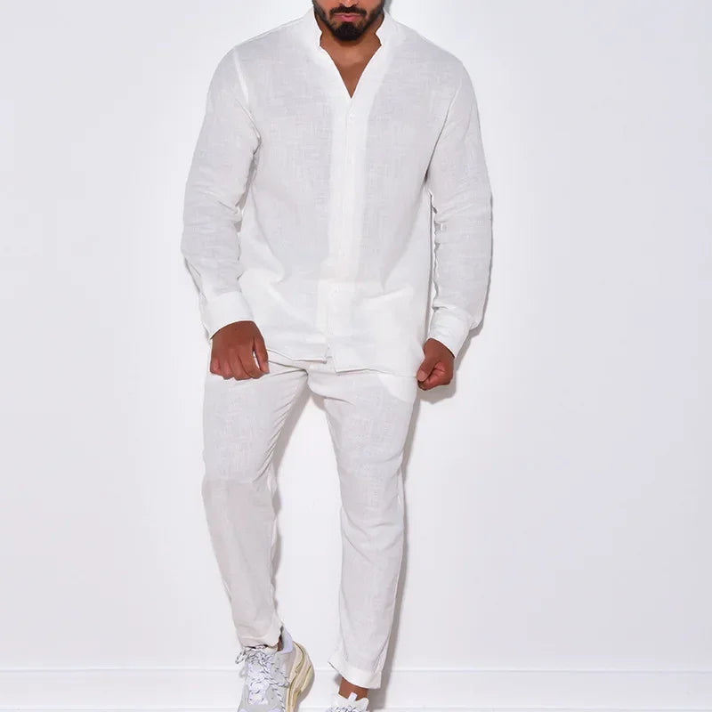 Long Sleeve Shirts and Trousers Sets Long Sleeve Shirts and Trousers Sets In Your Hand Store White XXXL 