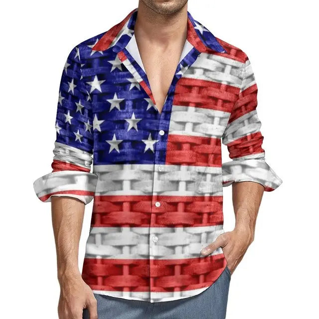 USA Stars Flag Stripes Long Sleeve USA Stars Flag Stripes Long Sleeve Inyourhand Shirt 3 4XL 