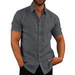 Breathable Cotton-Linen Men's Shirt Breathable Cotton-Linen Men's Shirt Inyourhand GRAY US XL 80-90 KG 