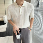 Men's Knitted Polo Shirts Men's Knitted Polo Shirts Inyourhand WHITE M 