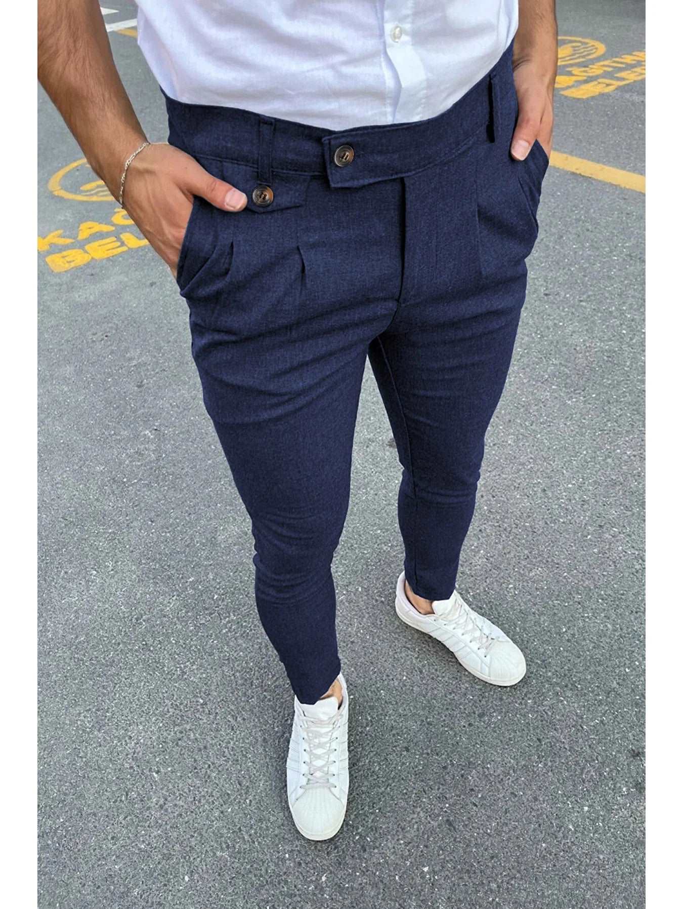 Men's Casual Skinny Pants Men's Casual Skinny Pants Inyourhand Blue XXXL 