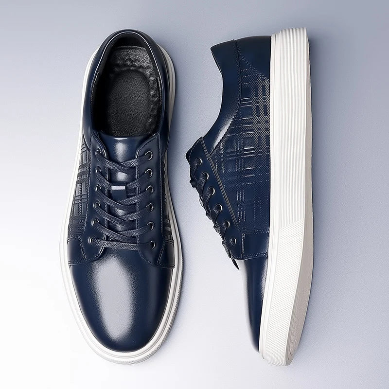 Men's Vulcanize Shoes - Casual Blue & Black Lace-up Sneakers Men's Black Lace-up Vulcanize Shoes - Casual Style In Your Hand Store   