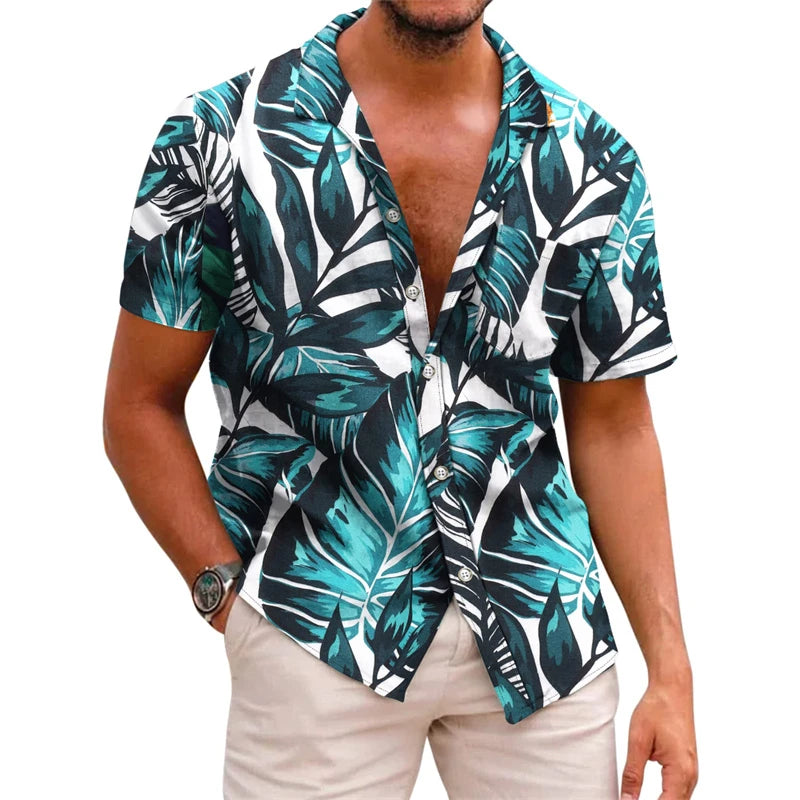 Men's printed lapel summer short-sleeved Men's printed lapel summer short-sleeved In Your Hand Store 03 XXL 