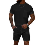 Short Sleeved Round neck, pocket Shorts Set Short Sleeved Round neck, pocket Shorts Set In Your Hand Store Black XXL 