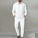 Lapel zip-up Jacket and Pants set Lapel zip-up Jacket and Pants set In Your Hand Store White S 