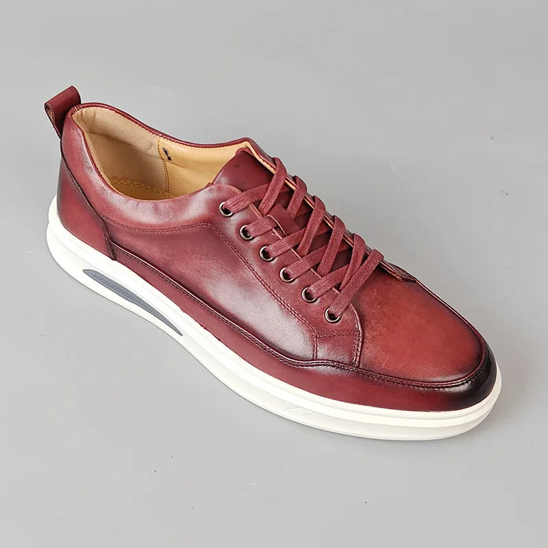 Men's Genuine Leather British Casual Lace-up Oxford Shoes Men's Genuine Leather British Casual Lace-up Oxford Shoes In Your Hand Store Red 6 