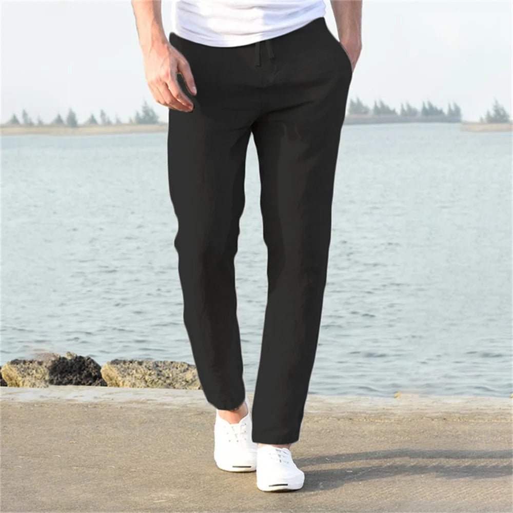 Men's Cotton Linen Pants Men's Cotton Linen Pants In Your Hand Store Black US S 50-60 KG 