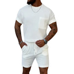 Short Sleeved Round neck, pocket Shorts Set Short Sleeved Round neck, pocket Shorts Set In Your Hand Store White XXL 