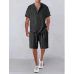 Linen Outfits Short and Polo Shirt Linen Outfits Short and Polo Shirt In Your Hand Store Black XXXL 