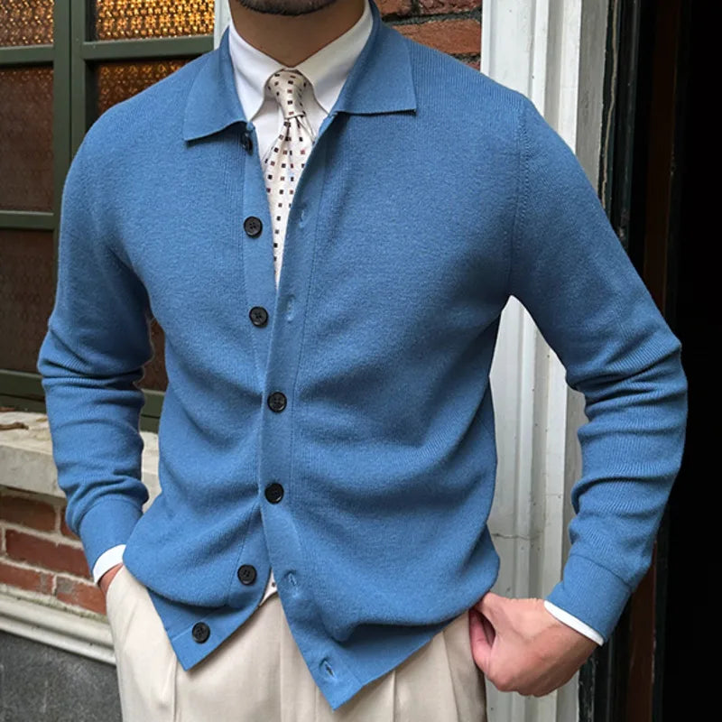 Men's High-Quality Knitted Cardigan with Pockets Men's High-Quality Knitted Cardigan with Pockets DAPPER & CO. Blue L 