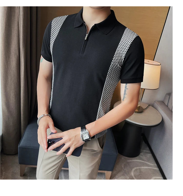 Stylish Patchwork Knit Polo Stylish Patchwork Knit Polo Inyourhand   