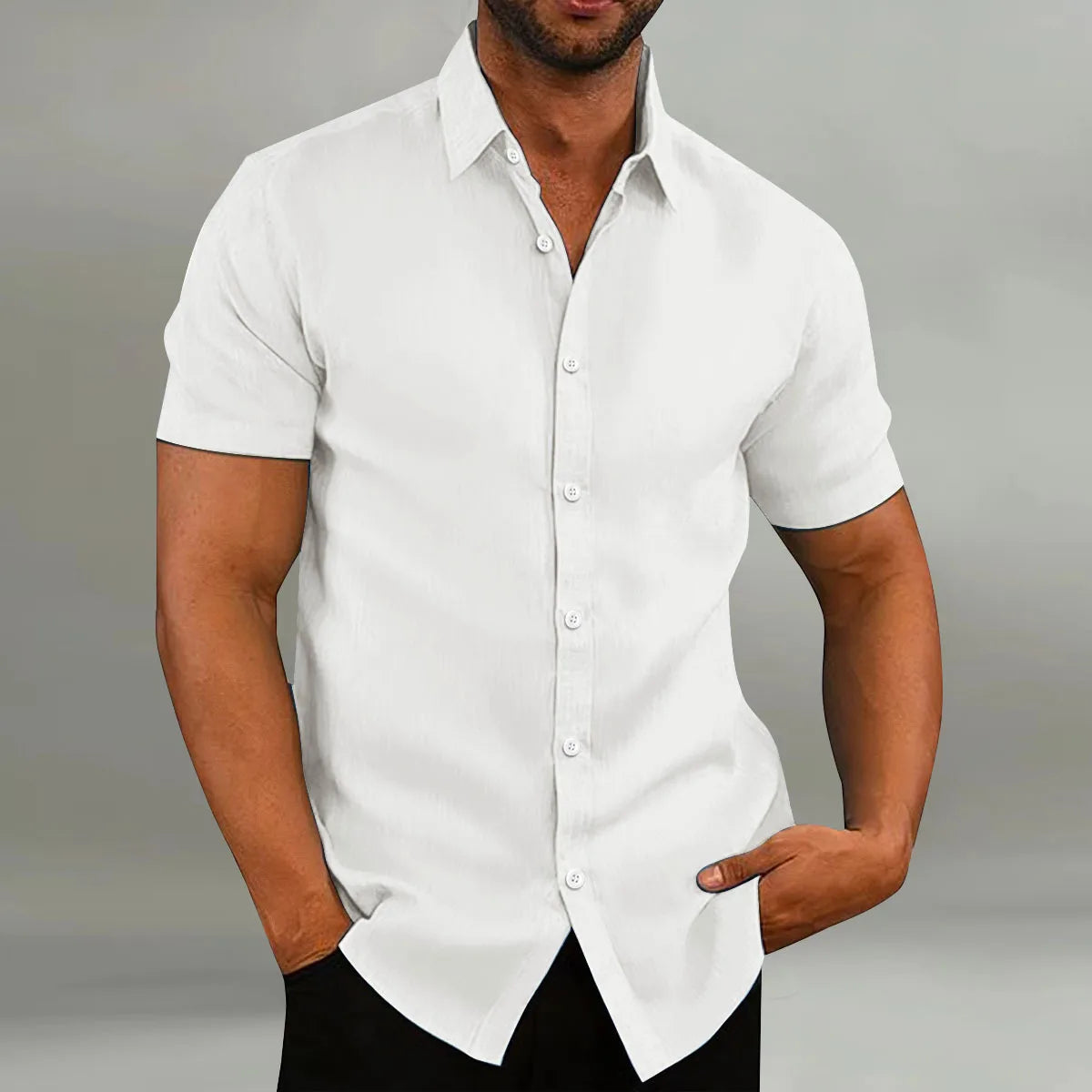 Men's Retro Casual Short Sleeve Shirt Men's Retro Casual Short Sleeve Shirt In Your Hand Store White. S 