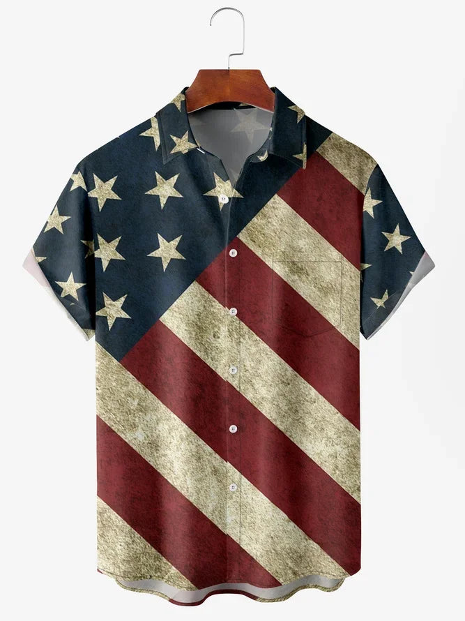 Men’S Vintage Flag Day 4Th Of July Print Casual Short Sleeve Shirt Men’S Vintage Flag Day 4Th Of July Print Casual Short Sleeve Shirt Inyourhand As picture XL 