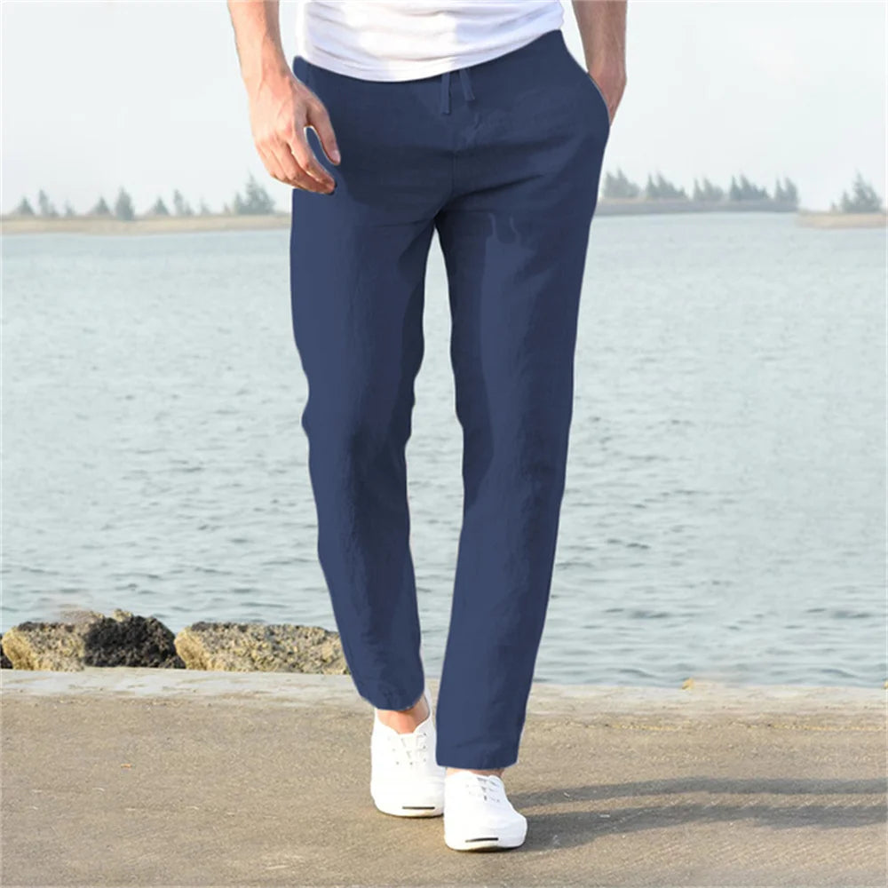 Men's Cotton Linen Pants Men's Cotton Linen Pants In Your Hand Store navy US XXL 90-100 KG 