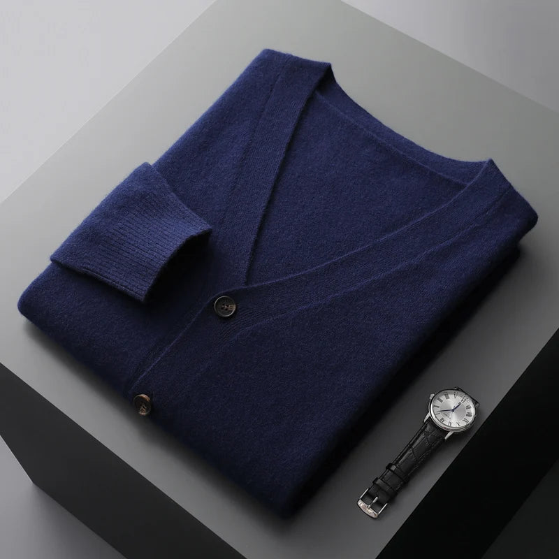 knitted coat long sleeve wool sweater knitted coat long sleeve wool sweater In Your Hand Store Navy Blue XXXL 