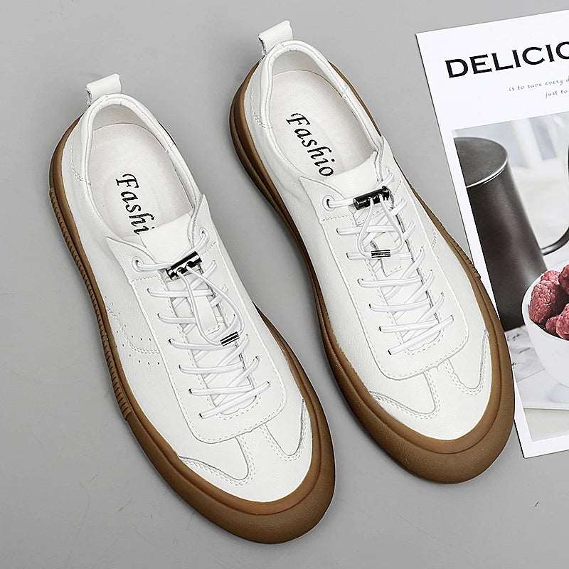 Classic Men Black White Sneakers Genuine Leather Classic Men Black White Sneakers Genuine Leather In Your Hand Store   