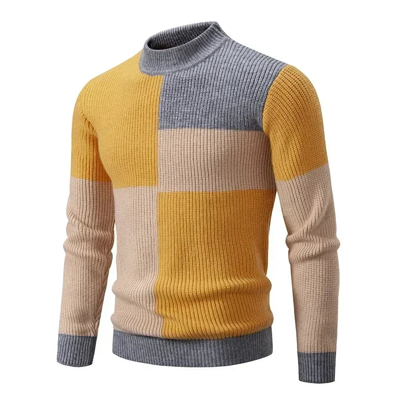 Men's Casual Warm Neck Sweater Men's Casual Warm Neck Sweater In Your Hand Store yellow and khak M 