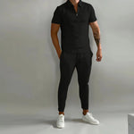 Men's Slim-Fit Short Sleeve Sports Suit Men's Slim-Fit Short Sleeve Sports Suit In Your Hand Store Black. S 