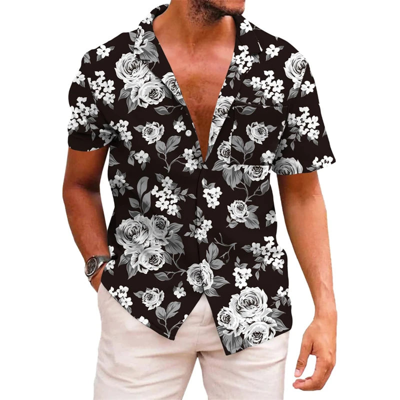 Men's printed lapel summer short-sleeved Men's printed lapel summer short-sleeved In Your Hand Store 10 S 