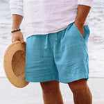 Men's summer cotton and linen shorts Men's summer cotton and linen shorts In Your Hand Store Sky blue XL 