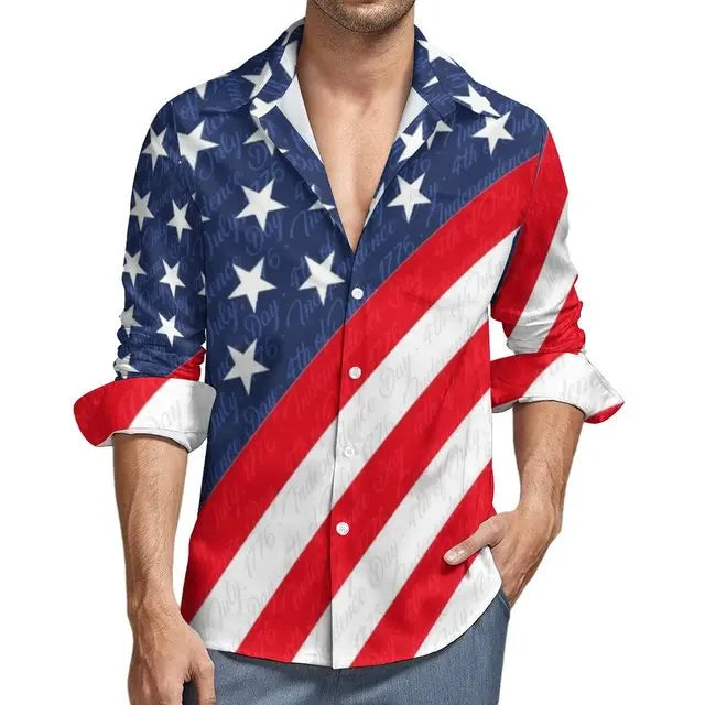 USA Stars Flag Stripes Long Sleeve USA Stars Flag Stripes Long Sleeve Inyourhand Shirt 1 3XL 