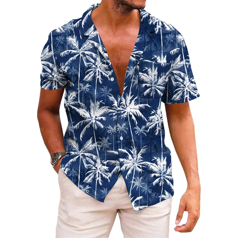 Men's printed lapel summer short-sleeved Men's printed lapel summer short-sleeved In Your Hand Store 08 XXL 