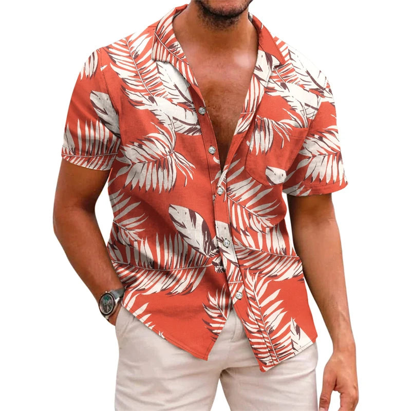 Men's printed lapel summer short-sleeved Men's printed lapel summer short-sleeved In Your Hand Store 05 XXL 