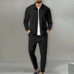 Lapel zip-up Jacket and Pants set Lapel zip-up Jacket and Pants set In Your Hand Store Black L 