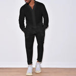 Long Sleeve Shirts and Trousers Sets Long Sleeve Shirts and Trousers Sets In Your Hand Store Black XXXL 