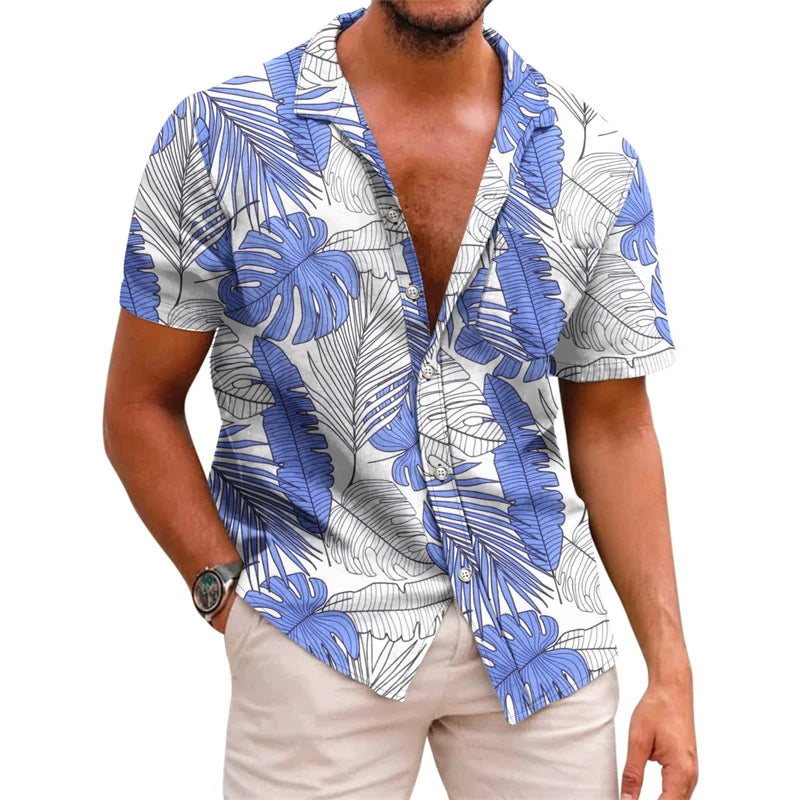 Men's printed lapel summer short-sleeved Men's printed lapel summer short-sleeved In Your Hand Store   