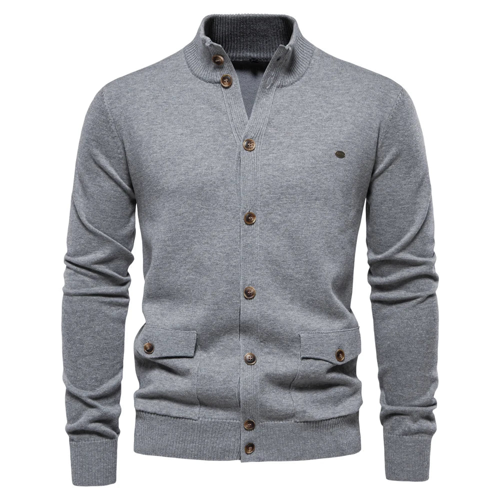 Stylish Knit Mock Neck Cardigan for Men Stylish Knit Mock Neck Cardigan for Men DAPPER & CO. Grey S 