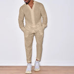 Long Sleeve Shirts and Trousers Sets Long Sleeve Shirts and Trousers Sets In Your Hand Store Beige XL 