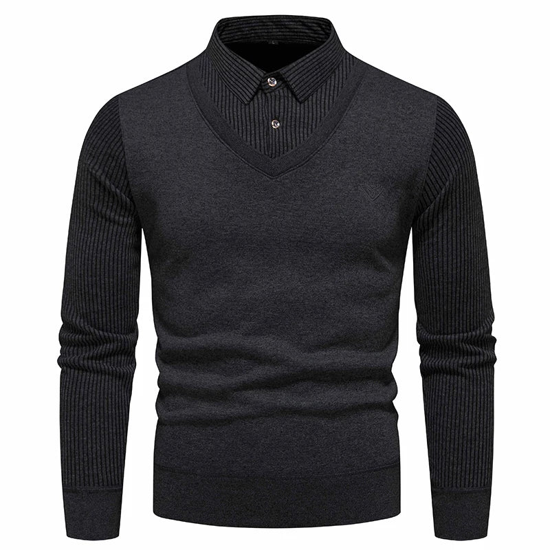 Men's Layered Look Knit Top Men's Layered Look Knit Top Inyourhand Black Asia M 