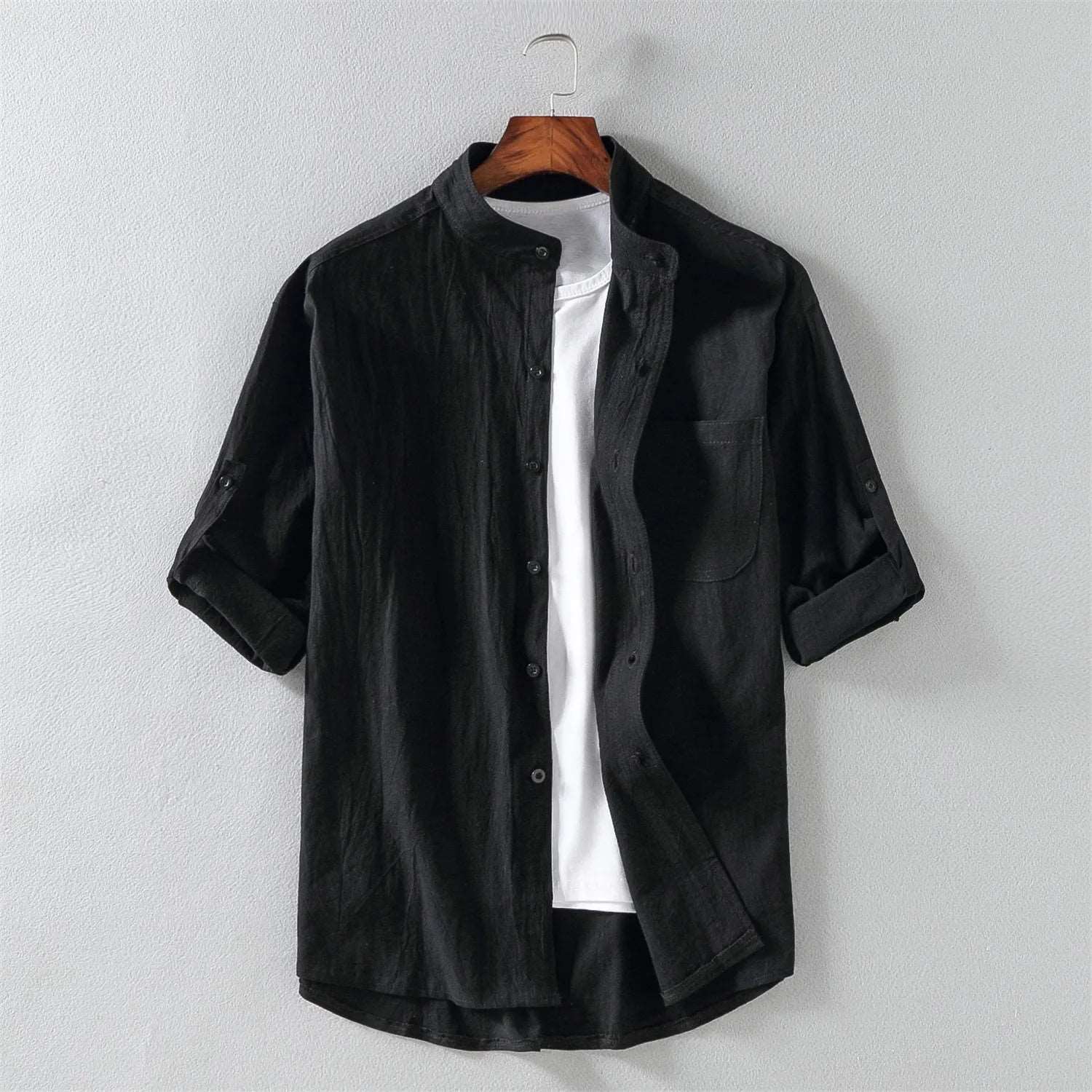 Modern Men's Mid-Sleeve Shirt Modern Men's Mid-Sleeve Shirt Inyourhand Black 5XL 