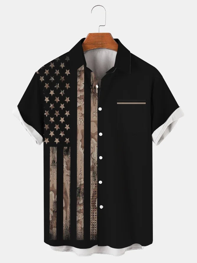 Men’S Vintage Flag Day 4Th Of July Print Casual Short Sleeve Shirt Men’S Vintage Flag Day 4Th Of July Print Casual Short Sleeve Shirt Inyourhand As picture 3 XL 