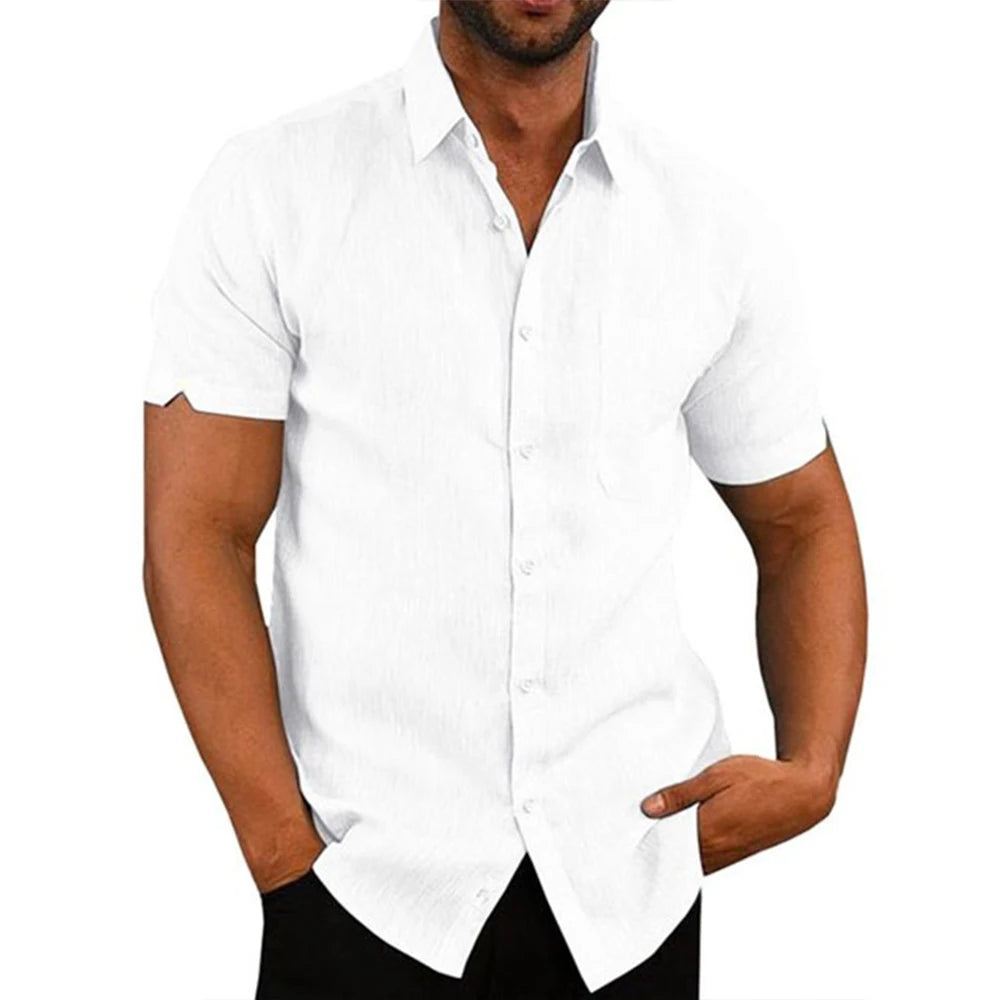 Breathable Cotton-Linen Men's Shirt Breathable Cotton-Linen Men's Shirt Inyourhand WHITE US XL 80-90 KG 