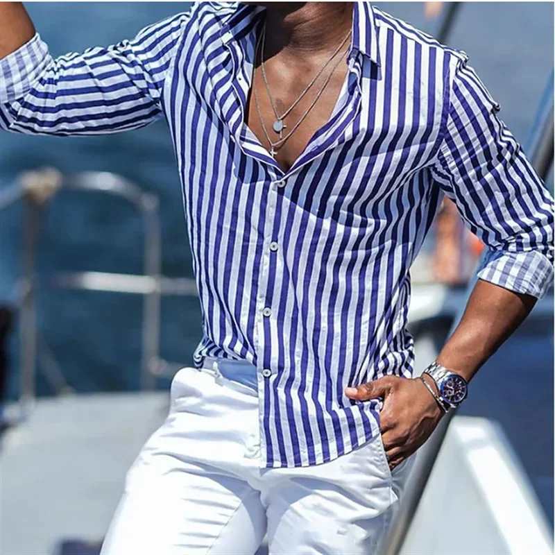 Lapel Striped Plaid Shirt Lapel Striped Plaid Shirt In Your Hand Store   