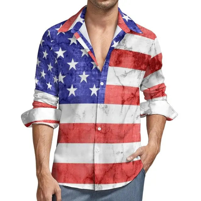 USA Stars Flag Stripes Long Sleeve USA Stars Flag Stripes Long Sleeve Inyourhand Shirt 7 3XL 